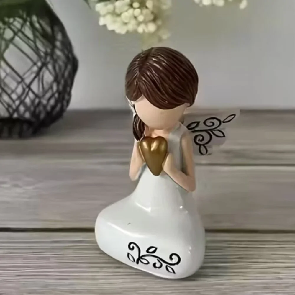 Angel of Love White Angel & Heart Resin Statue 3